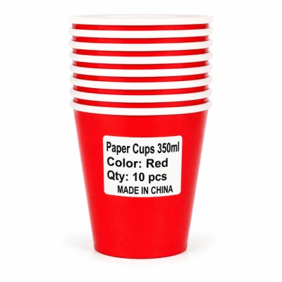 Solid Paper Cups 350ml Red Pack (10pack)