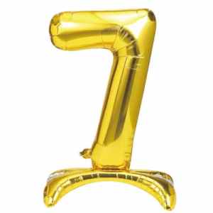 Stand Up Number 7  foil balloon. 40cm / 16in.  Self Seal with straw. Hang sell packaging EA