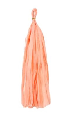 Tissue Tassel 35cm Peach 5 Pack Pack(5)