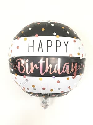 YY-F0559.jpg Happy Birthday Black White Stripe with dots 45cm foil balloon. Unpackaged. Each