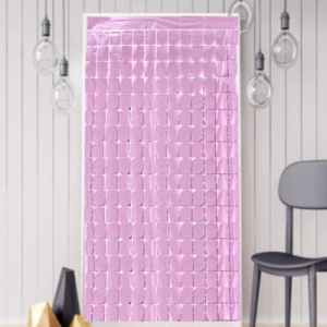 Foil backdrop / door curtain squares Pink 1 meter x 2 meter Each