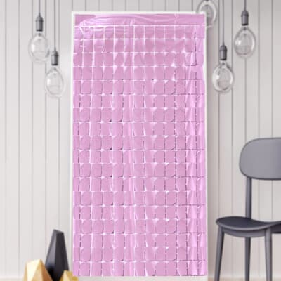 Foil backdrop / door curtain squares Pink 1 meter x 2 meter Each
