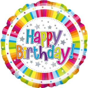 Oaktree Bright Stripe Birthday Holographic 45cm Foil. Each