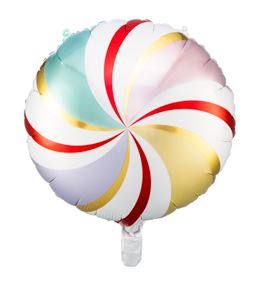 Party Deco Foil Balloon Round Swirl Candy Pastel Mix 35cm