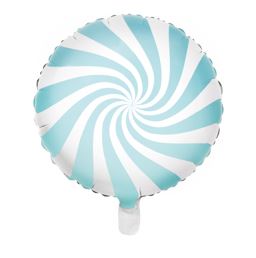 Party Deco Foil Balloon Round Swirl Candy Pastel Blue 35cm