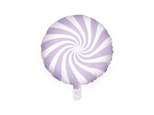 Party Deco Foil Balloon Round Swirl Candy Pastel Lilac 35cm