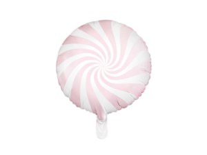 Party Deco Foil Balloon Round Swirl Candy Pastel Pink 35cm