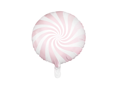 2620081 Party Deco Foil Balloon Round Swirl Candy Pastel Pink 35cm