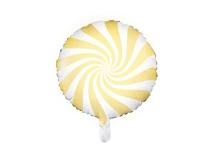 Party Deco Foil Balloon Round Swirl Candy Pastel Yellow 35cm