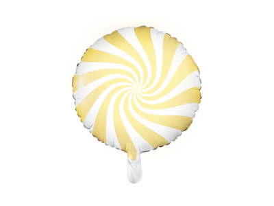 Party Deco Foil Balloon Round Swirl Candy Pastel Yellow 35cm