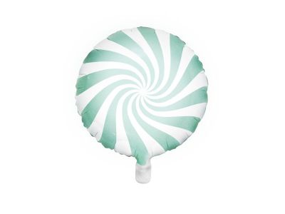 2620103 Party Deco Foil Balloon Round Swirl Candy Pastel Mint 35cm